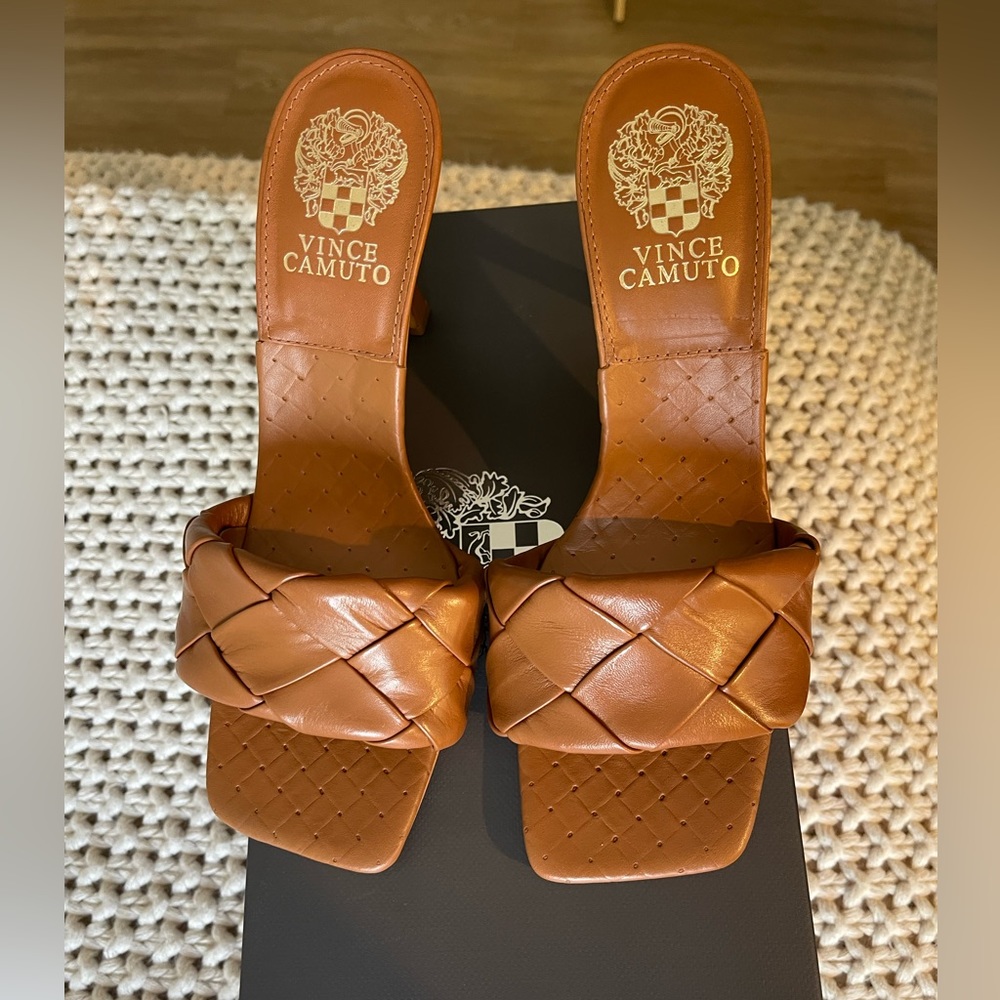 Vince Camuto heels in barn brown